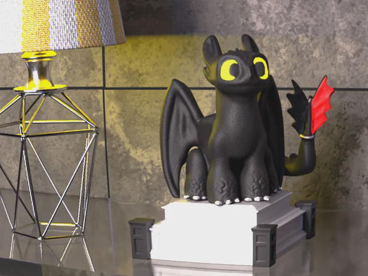 Toothless and Light Fury Figures!  How to Train Your Dragon! Gift for him, her, or child!  Beautiful Desk Accessory!