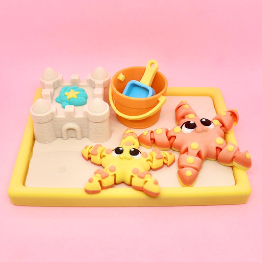 Flexi Starfish and Sand Playset!  Whimsical Desk Accessory!