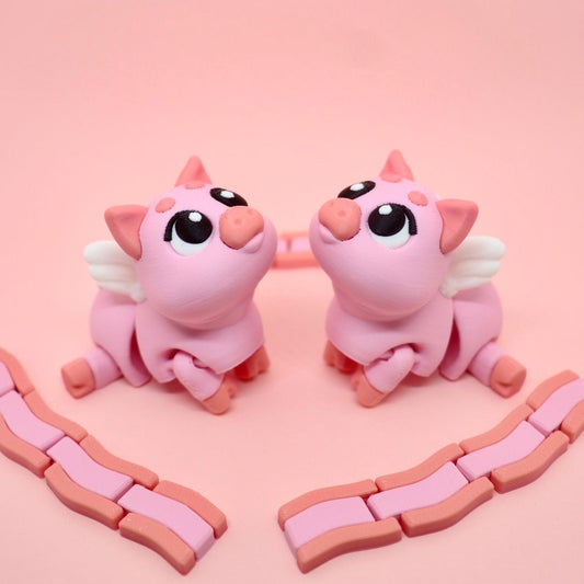 Flexi Angel Piglets with Bacon!  Whimsical Desk Accessory!