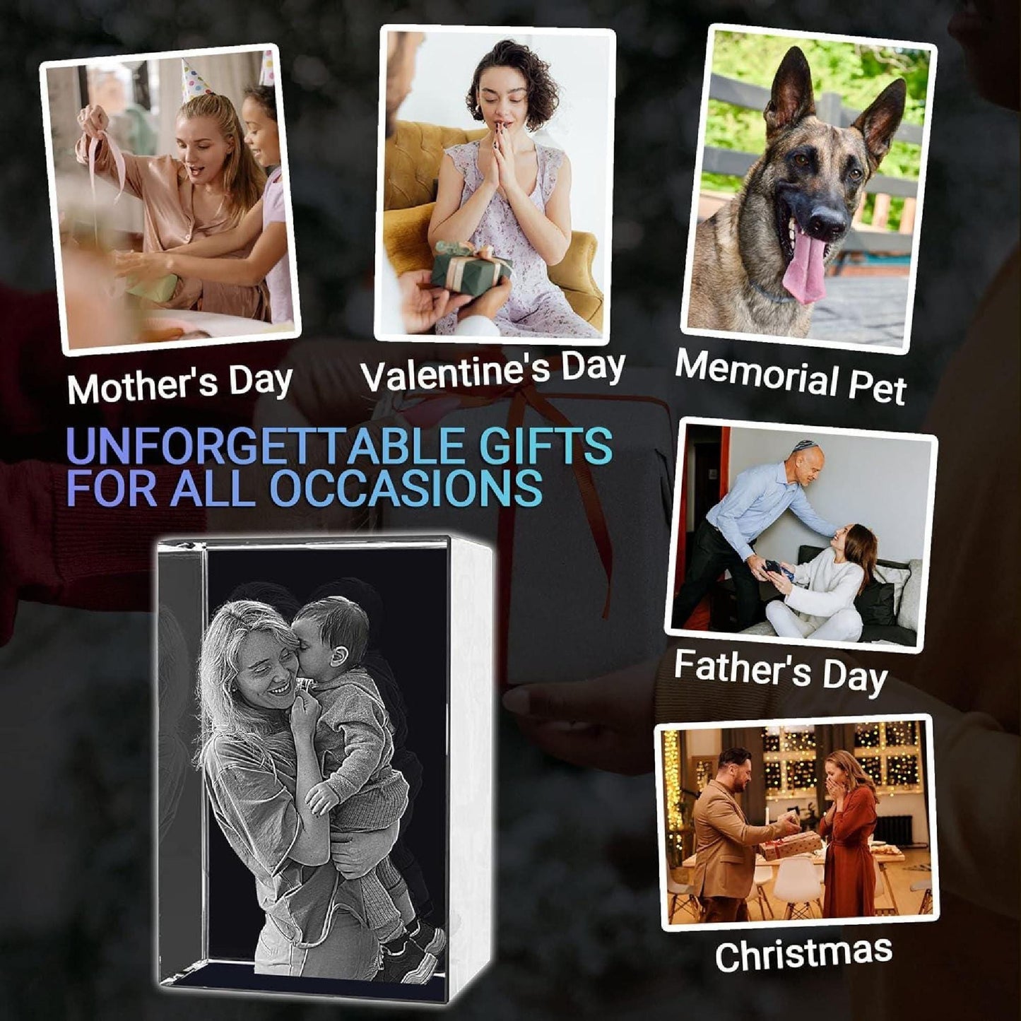 3D Photo Crystal: Custom Laser Etched Portraits - Cinematic HD!
