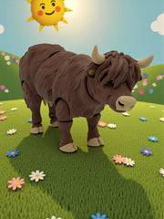 Flexible Highland Cow Toy: Articulated Stress Relief