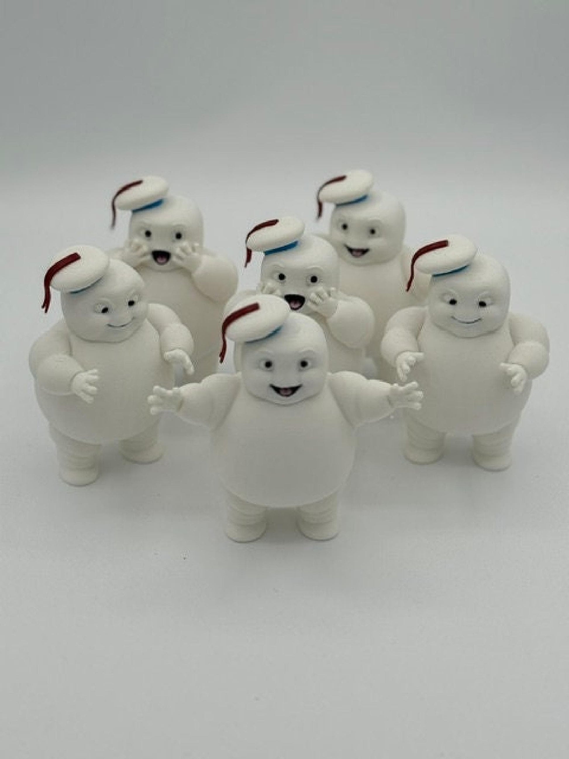 6 Adorable Ghostbusters Mini Stay Puft Marshmallow Men Figurines (6) - Handmade Fan Art