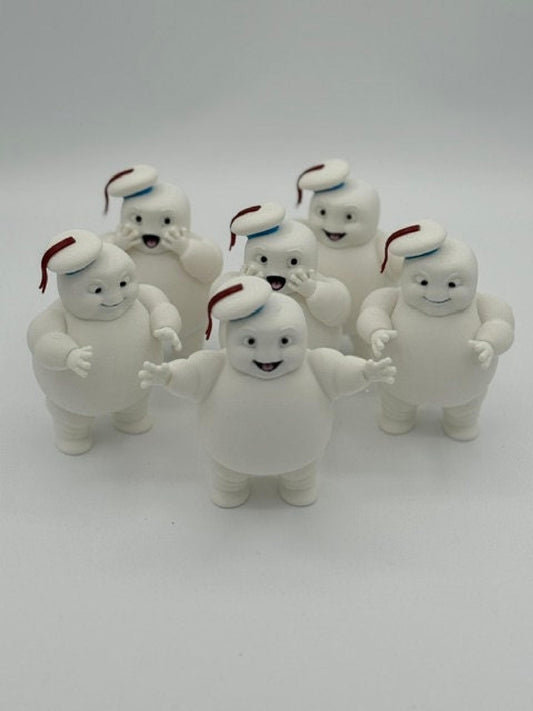 6 Adorable Ghostbusters Mini Stay Puft Marshmallow Men Figurines (6) - Handmade Fan Art