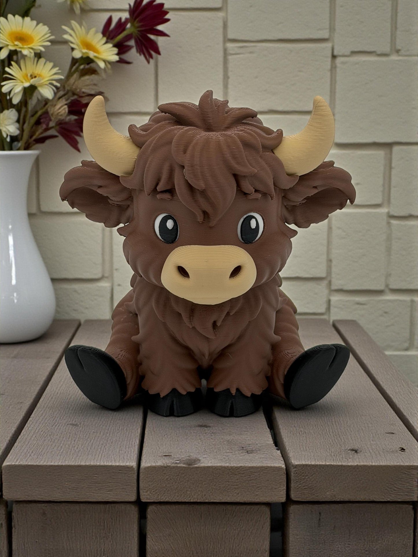 Highland Cow Figure – Scottish Figurine 3D Printed Toy with Flexible Articulated Design