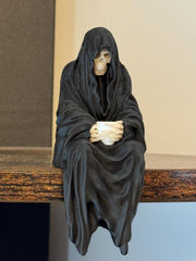 Sitting Grim Reaper Figurine: Creepy Shelf Decor