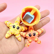 Flexi Starfish Toy Set: Articulated Desk Accessory with Sandcastle
