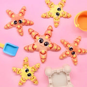 Flexi Starfish Toy Set: Articulated Desk Accessory with Sandcastle