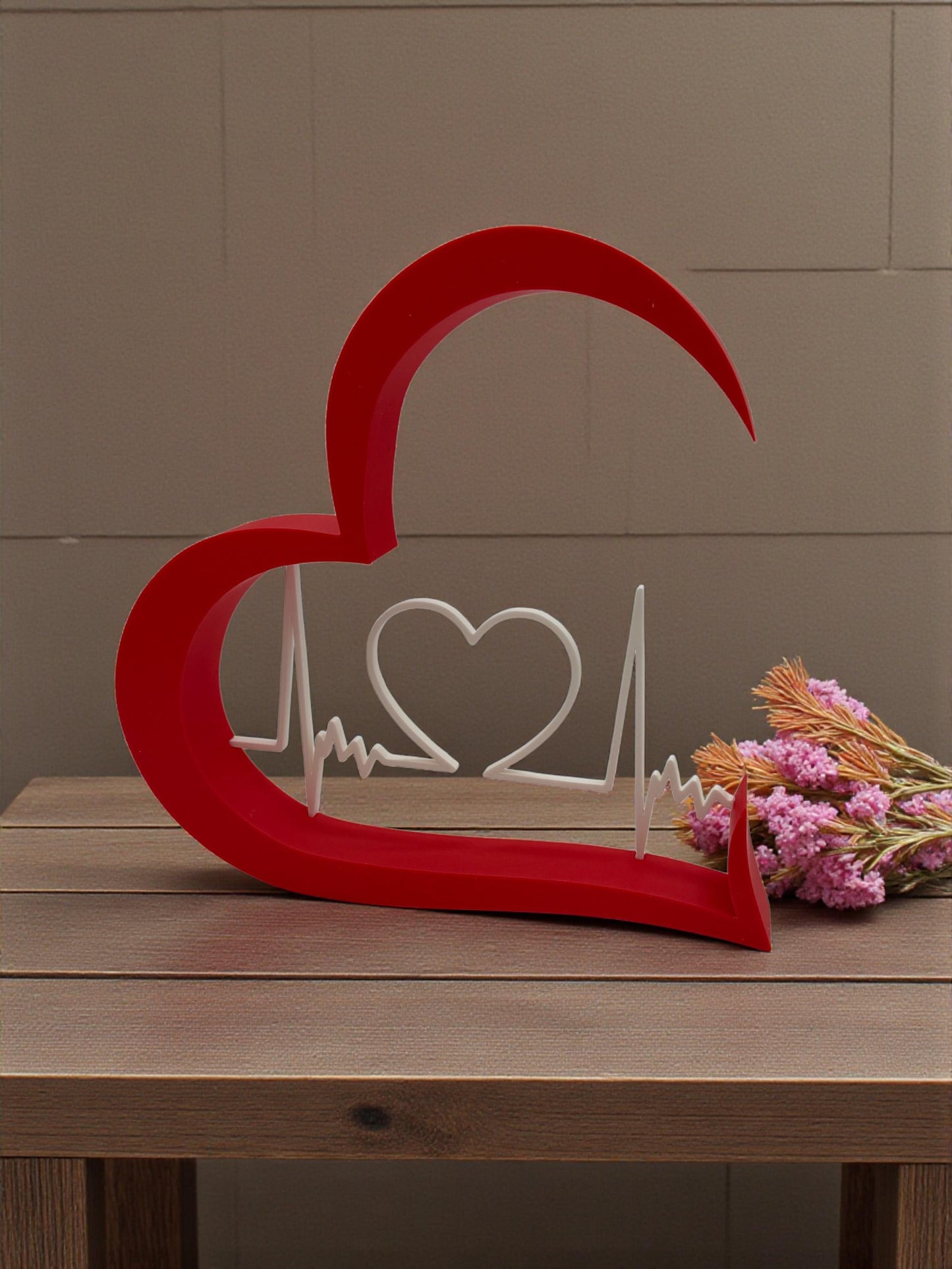 Romantic Desk Gift - Heartbeat Love Sign Mini Display Shelf | Valentines Day Present