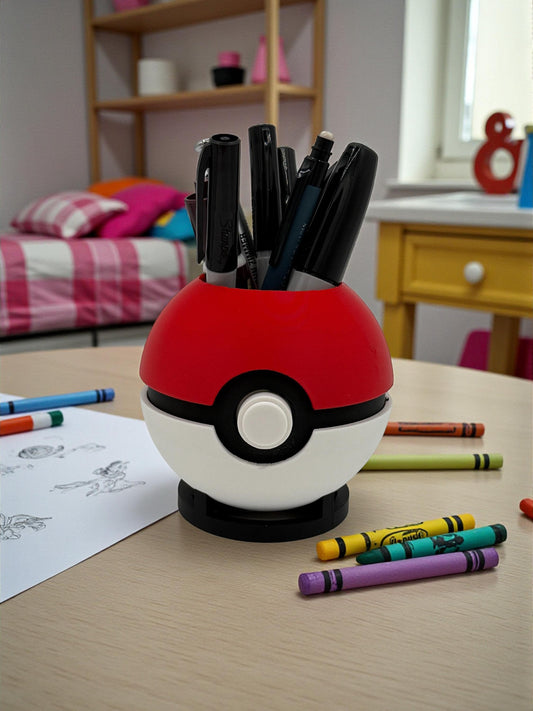 Pokeball Pen Holder – Durable Gaming Desk Decor & Compact Desk Cup
