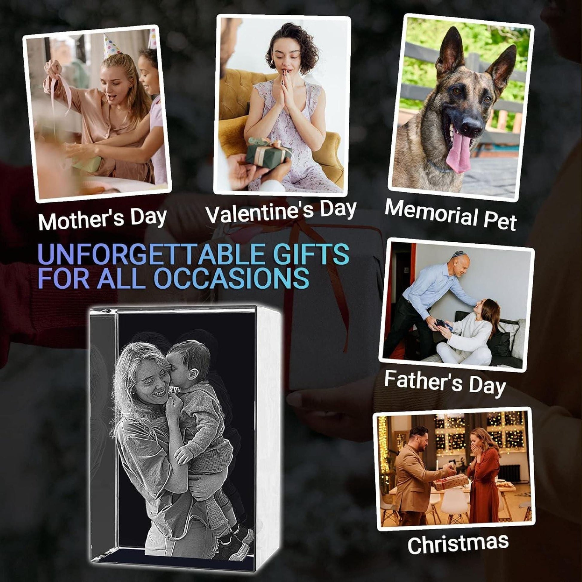3D Photo Crystal: Custom Laser Etched Portraits - Cinematic HD!
