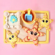 Flexi Starfish Toy Set: Articulated Desk Accessory with Sandcastle