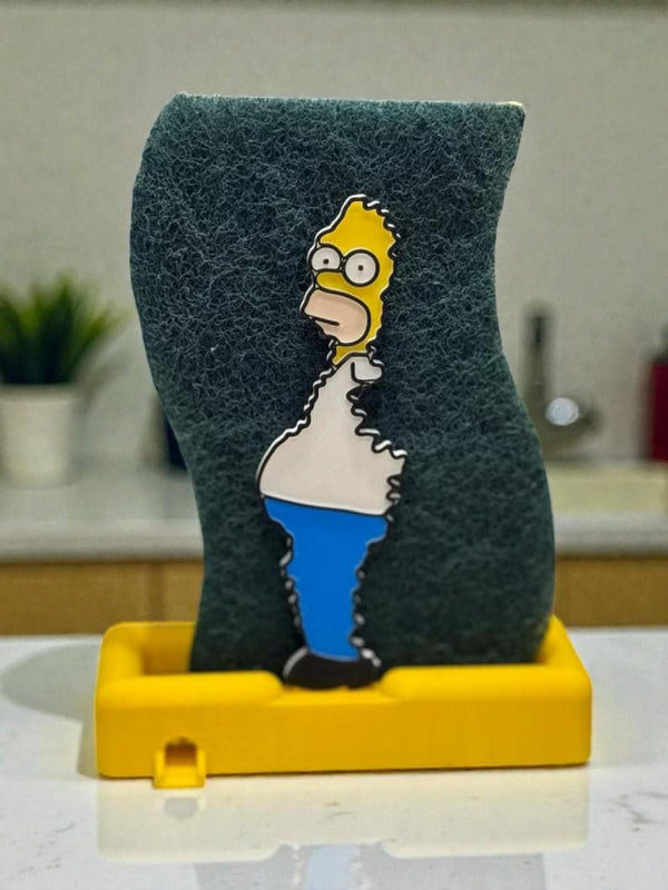 Homer Simpson Meme Sponge Holder – Durable Plastic Kitchen Sponge Storage Organizer