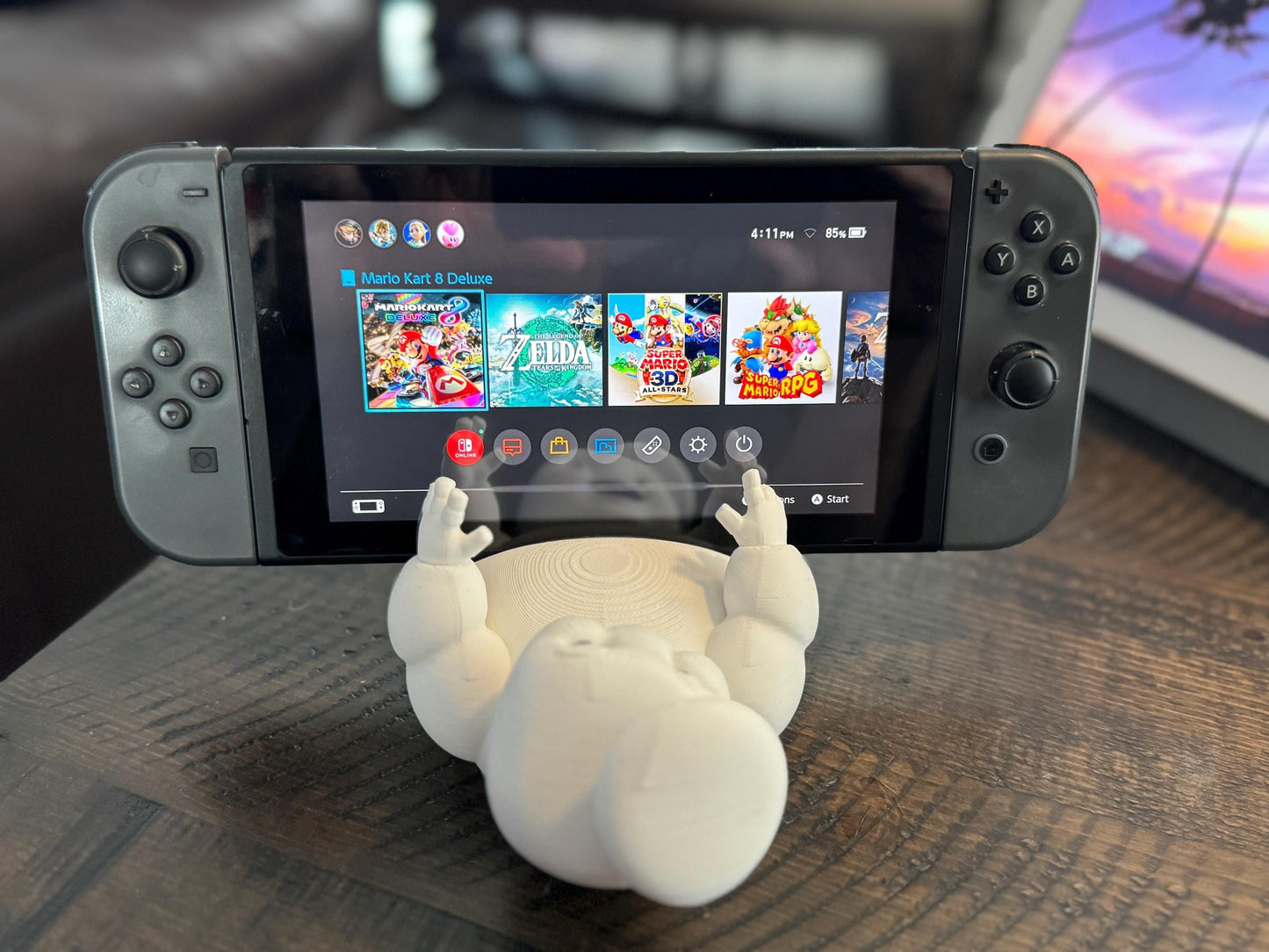 Adorable Nintendo Switch Holder - Mini Stay Puft Marshmallow Man - Handmade Fan Art