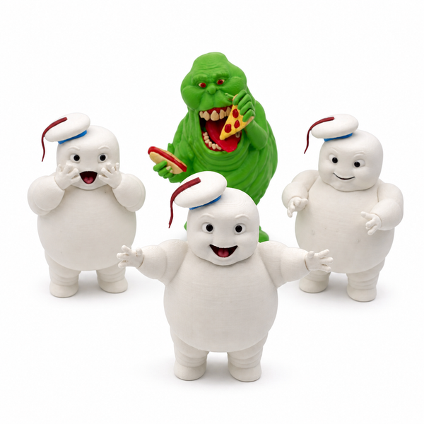 Mini Stay Puft  Figurines - 3 Pack with Slimer